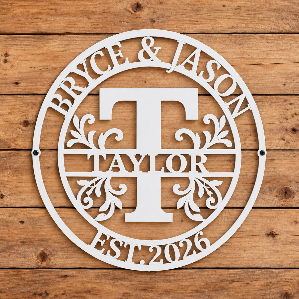 Heritage Family Monogram Metal Sign - design and display example 6