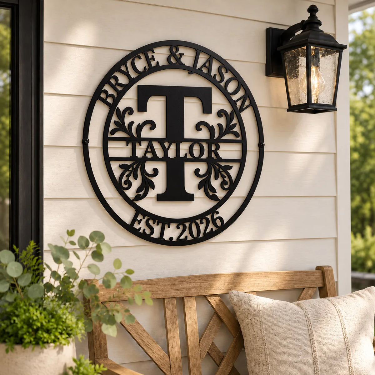 Heritage Family Monogram Metal Sign - personalized design mockup