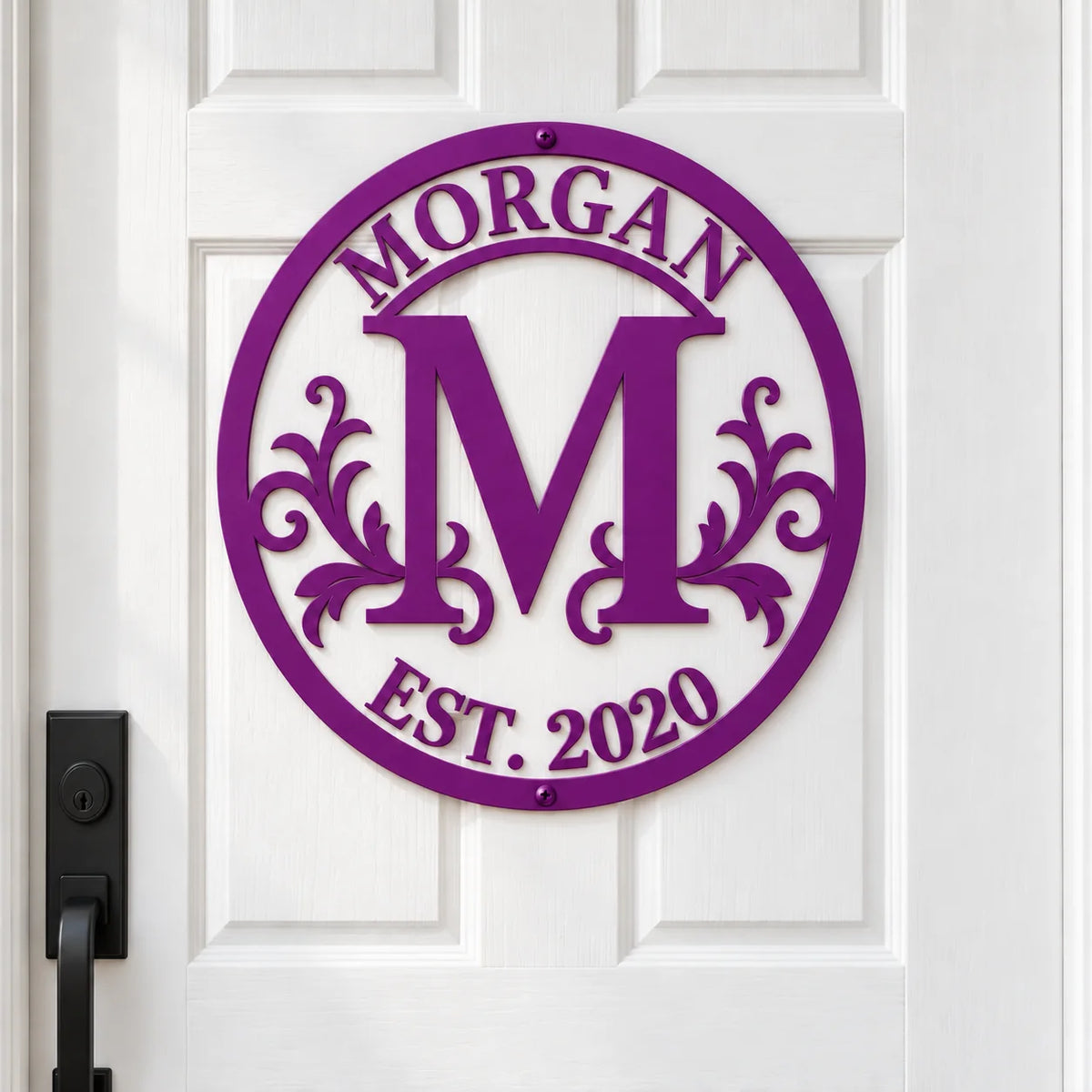 Established Year Family Monogram Metal Sign - design and display example 6